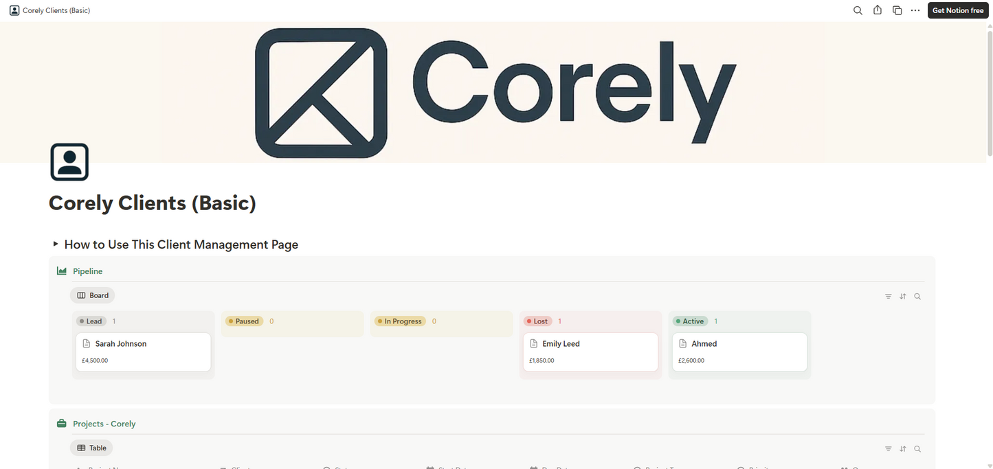 Corely Essentials — 3 Modules + Sheets